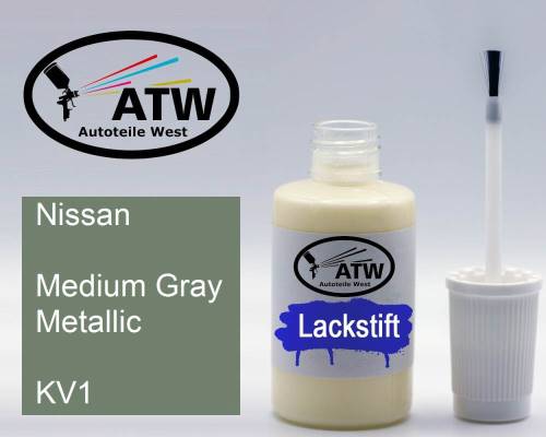 Nissan, Medium Gray Metallic, KV1: 20ml Lackstift, von ATW Autoteile West.